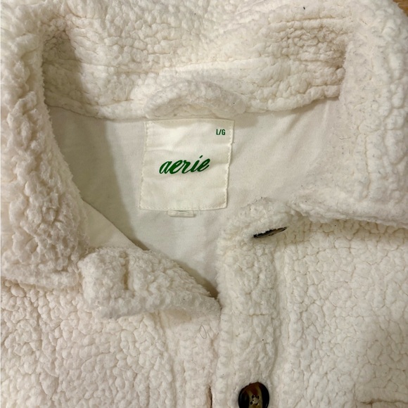 Aerie Dream Sherpa Shacket • White • Size L • Cozy Oversized Jacket - Picture 4 of 8